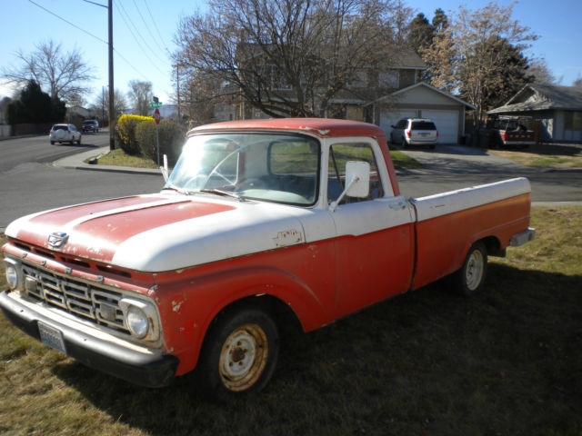 1964 Ford F-100 (White and Orange/White with vintage stickers)