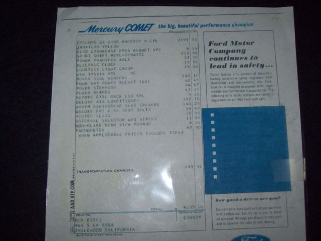 1966 Mercury Comet (Jamajcan Yellow/Black)