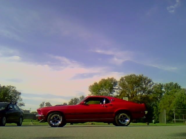 1969 Ford Mustang (Red/Black,  with red trimmed seats)