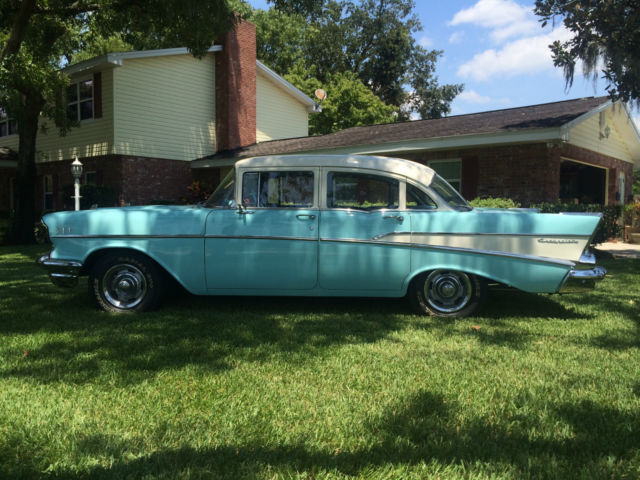 1957 Chevrolet Bel Air/150/210 (Larkspur Blue with an Indian Ivory top/Two Tone Blue)
