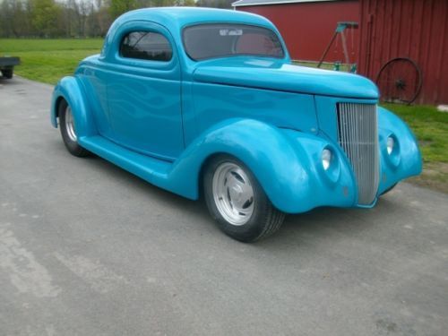 1936 Ford 1936 FORD 2 DOOR (Blue with Silver Flames/Beige Custom Bucket Seats)