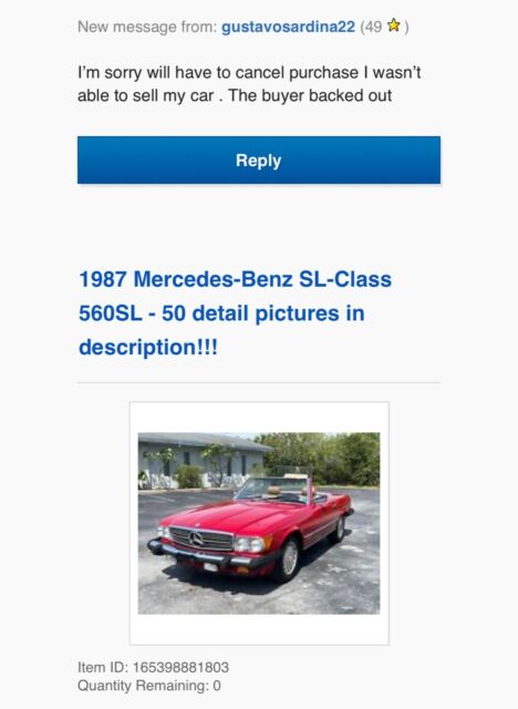 1987 Mercedes-Benz SL-Class (Red/Tan)
